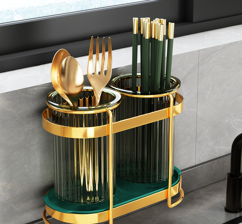 Luxurious Chopsticks Tube Table Top Wall Hanging Household Kitchen Home New Drain Storage Chopsticks Basket