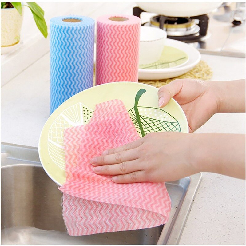 1 Roll Cleaning Wash Cloth Kitchen Towel Duster Cloth Non-woven Fabric Kitchen Cleaning Towel No Oil Rag Furniture Dish Cloth