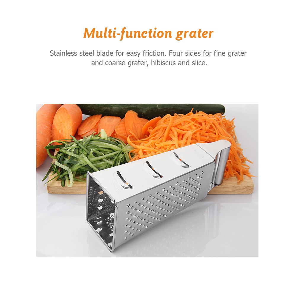 Stainless Steel 4 Sided Blades Household Box Grater Container Multipurpose Vegetables Cutter Kitchen Tools Manual Cheese Slicer