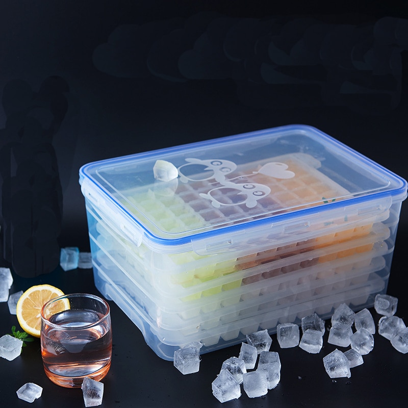 Large ice box 6 layers Ice Cube Mold 420 Ice Tray Cube Maker With Lid Cover BPA Free Large Mould Cube Maker Container StorageBox