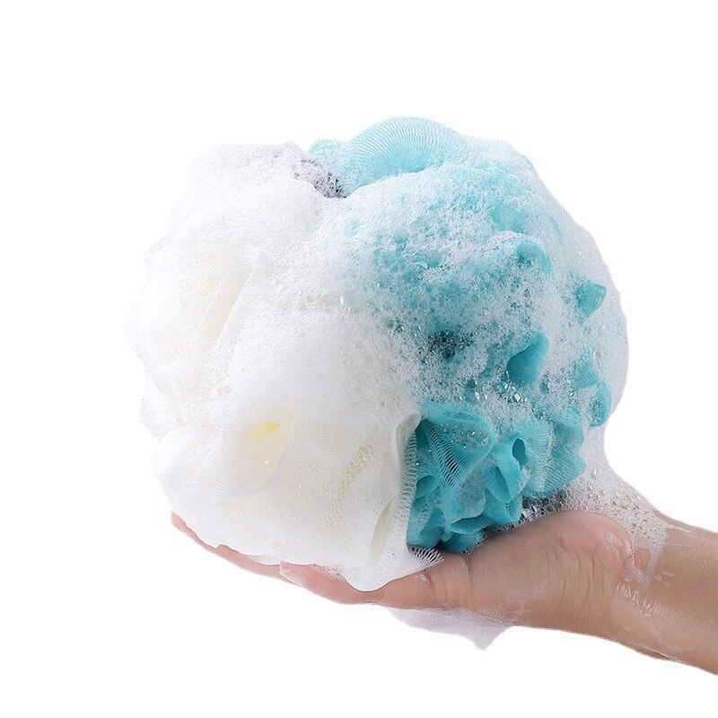 Large Size Bath Ball Color Matching Bath Flower Soft Bath Scrubber Bubble Net Dual Color Bath Flower Body Scrubber 1pc