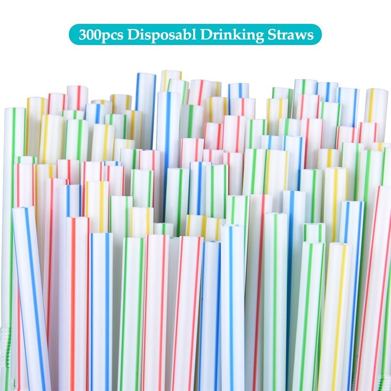 Canudos bebendo plásticos de 100 pces 8 polegadas longas multi-colorido listrado bedable palhas descartáveis festa multi colorido arco-íris palha