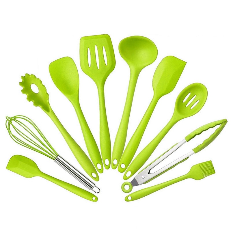 10 Pcs/Set Silicone Kitchen Cooking Utensils Heat Resistant Insulation Baking Tools
