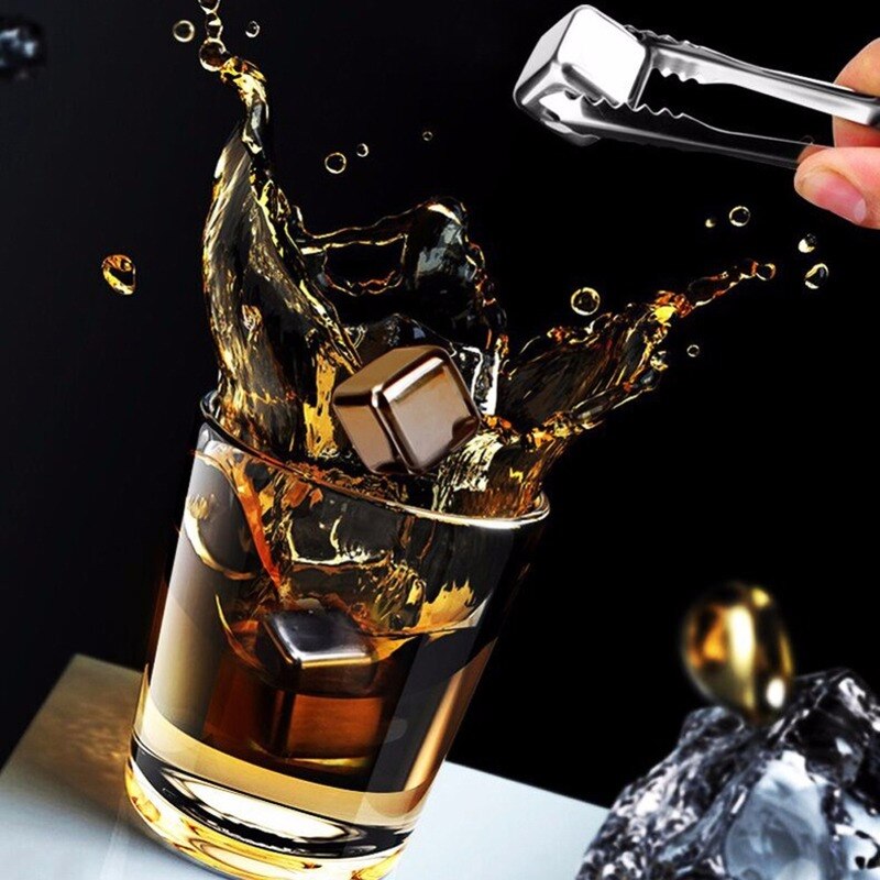 4/6/8 PCS Stainless Steel 304 Whisky Stones Ice Cubes in Package, Whiskey Cooler Rocks,Ice stone islande With Plastic Box
