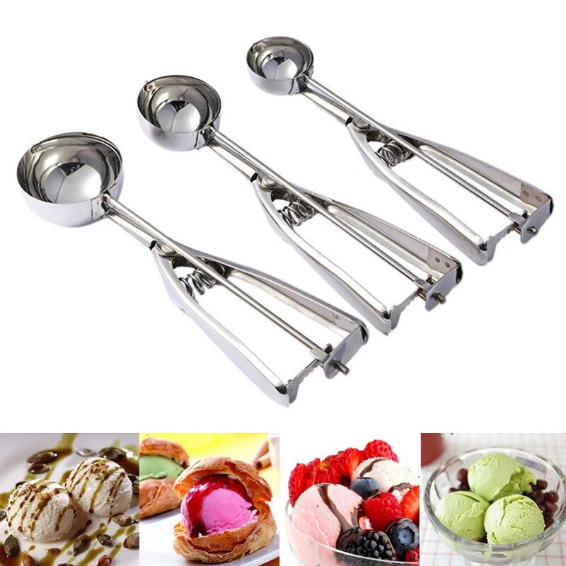New 4/5/6 Cm Ice Cream Spoon Useful Stainless Steel Ice Cream Scoop Watermelon Spoon Cookies Dough Spoon Kitchen Supplies