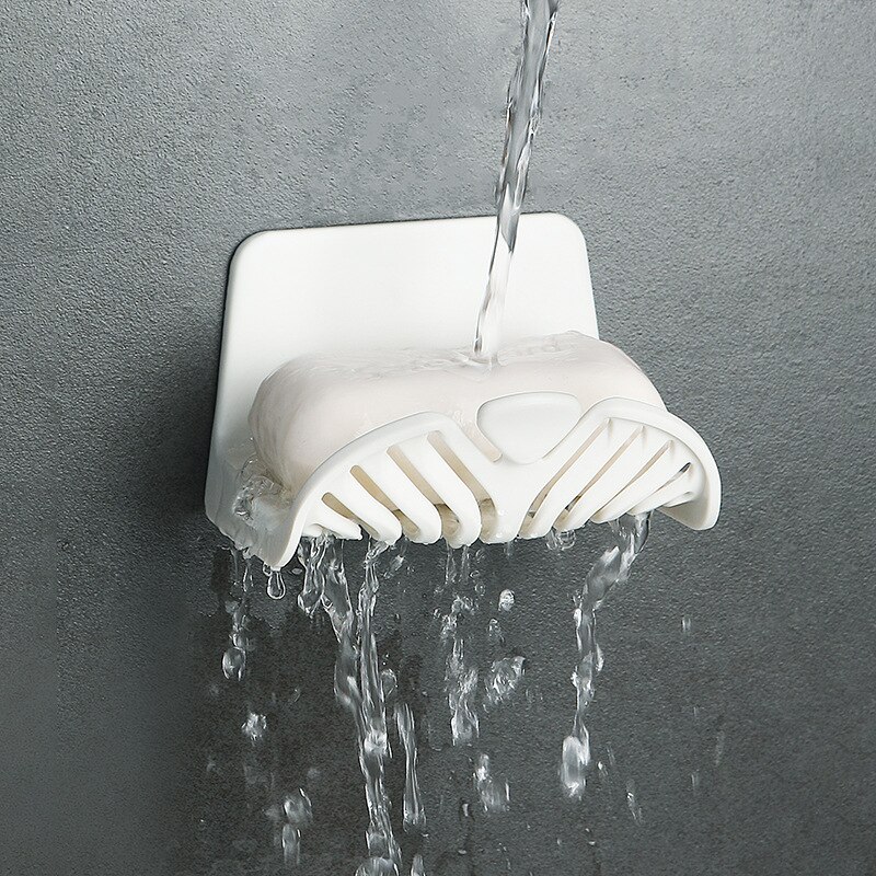 New Luxury Soap Box Wall Mounted Bathroom Soap Box Drain Household Perforated Plastic Soap Rack Can Filter Water