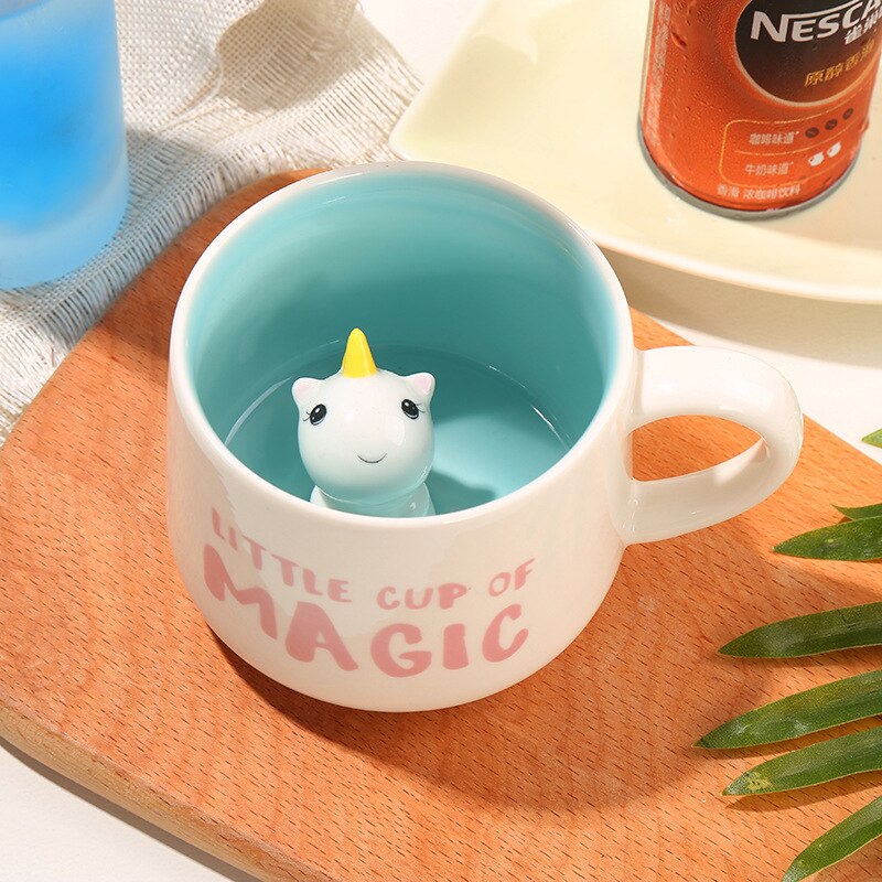 Criativo simples caneca 3d animal modelo café dos desenhos animados casa escritório cerâmica leite beber copo resistente ao calor