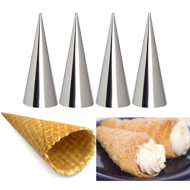 12pcs High Quality Conical Tube Cone Roll Moulds Stainless Steel Spiral Croissants Molds Pastry Cream Horn Cake Bread Mold