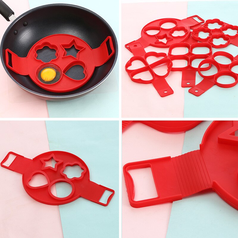 Pancake Maker Multiple shapes 4 Holes Nonstick Silicone Baking Mold Ring Fried Egg Mold for family cooking