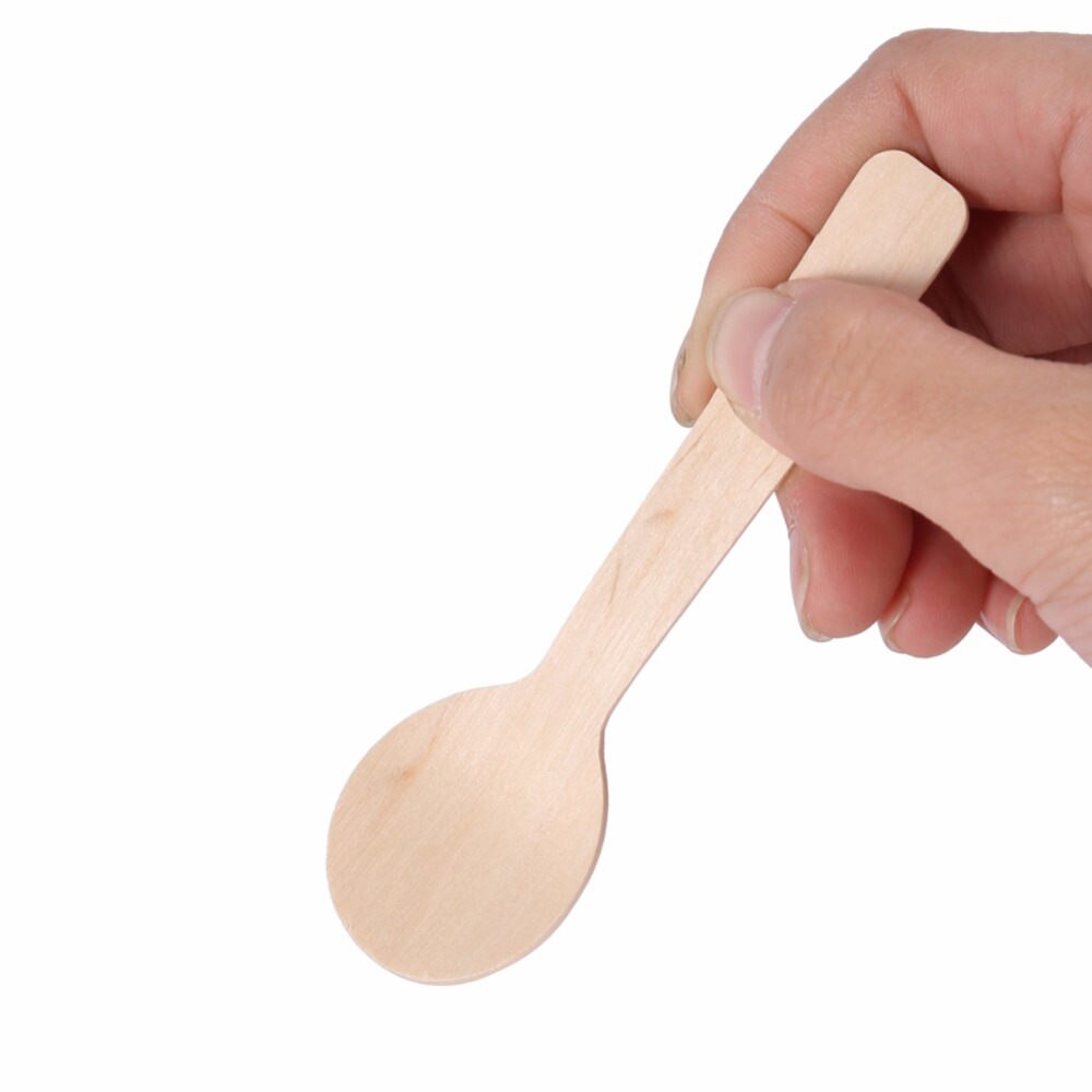 Mini cuchara de madera desechable, cuchara de helado, cuchara de postre de madera, vajilla occidental para fiesta de boda, herramienta de cocina, 20 unids/set por juego