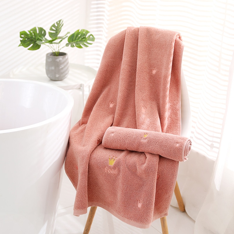 100% Cotton Bath Towel Adult Large Bath Towel 100% Cotton Embroidered Bath Towel Household Soft Thickened Absorbent Towel