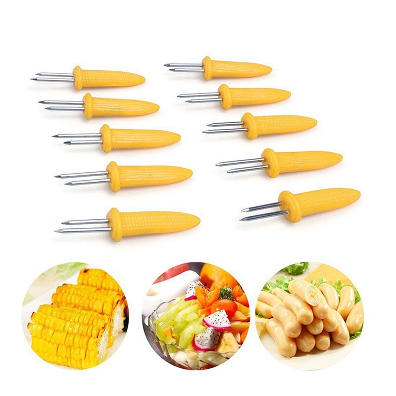 20pcs 12pcs 8pcs Fork Corn Skewer Stainless Steel Corn Holders Corn On The Cob Skewers Fruit Forks Outdoor Barbecue Tool