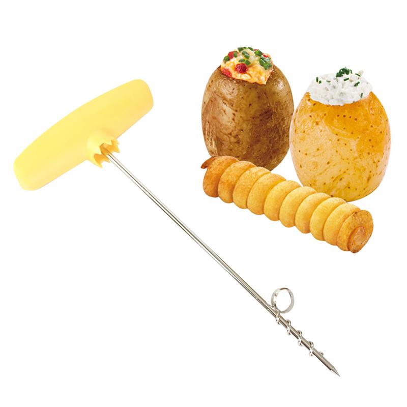 Rebanador de patatas en espiral con bandeja de papa giratorio, rebanador creativo con mango de cuchillo, rollo de patatas cortadas, accesorios de cocina, herramientas para patatas